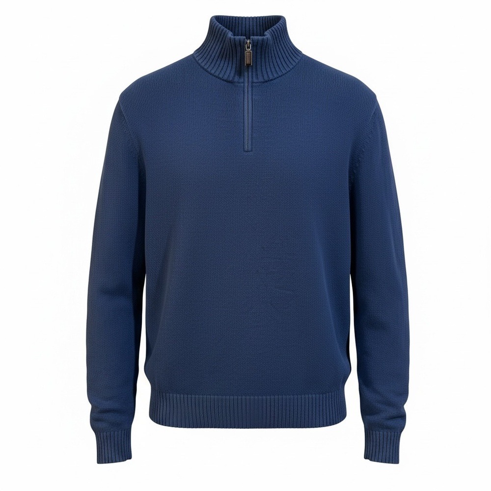 J.Crew Quarter Zip Sweater Mens XL Blue Excellent Cotton Cashmere 86100